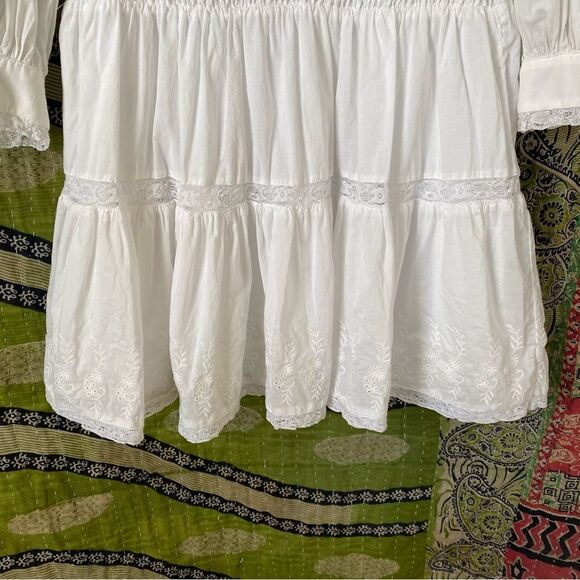 LoveShackFancy x Target White Talulah Pintuck Yoke Lace Dress Size Large - Picture 6 of 16